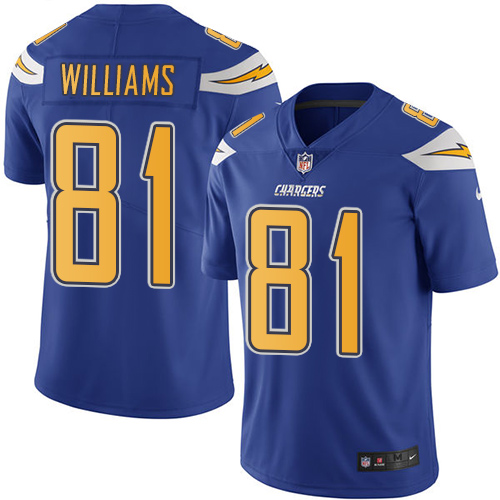 Men's Los Angeles Chargers #81 Mike Williams Blue Vapor Untouchable Limited Stitched NFL Jersey
